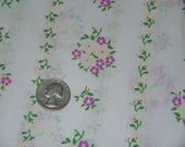 Vintage 60s flocked fabric / floral bouquet flowers / white purple green / 1960s mid century / craft doll quilt home decor 1 1/2 yards