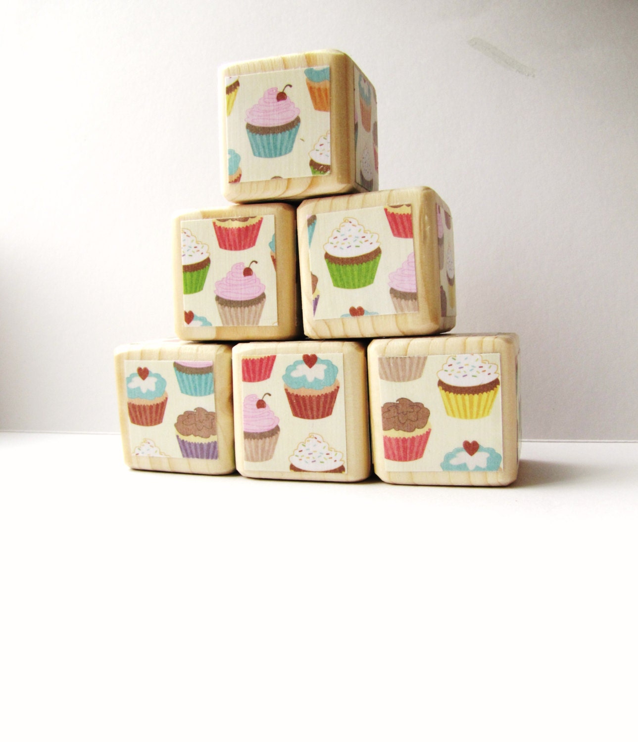 Wooden Blocks. Cupcakes. EASTER gift. Toddler Toy. Little girl. Spring. Under 30. baby. pastel