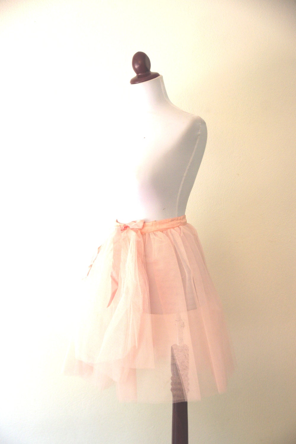 Vintage 1950s Pale Pink Tulle Skirt Crinoline
