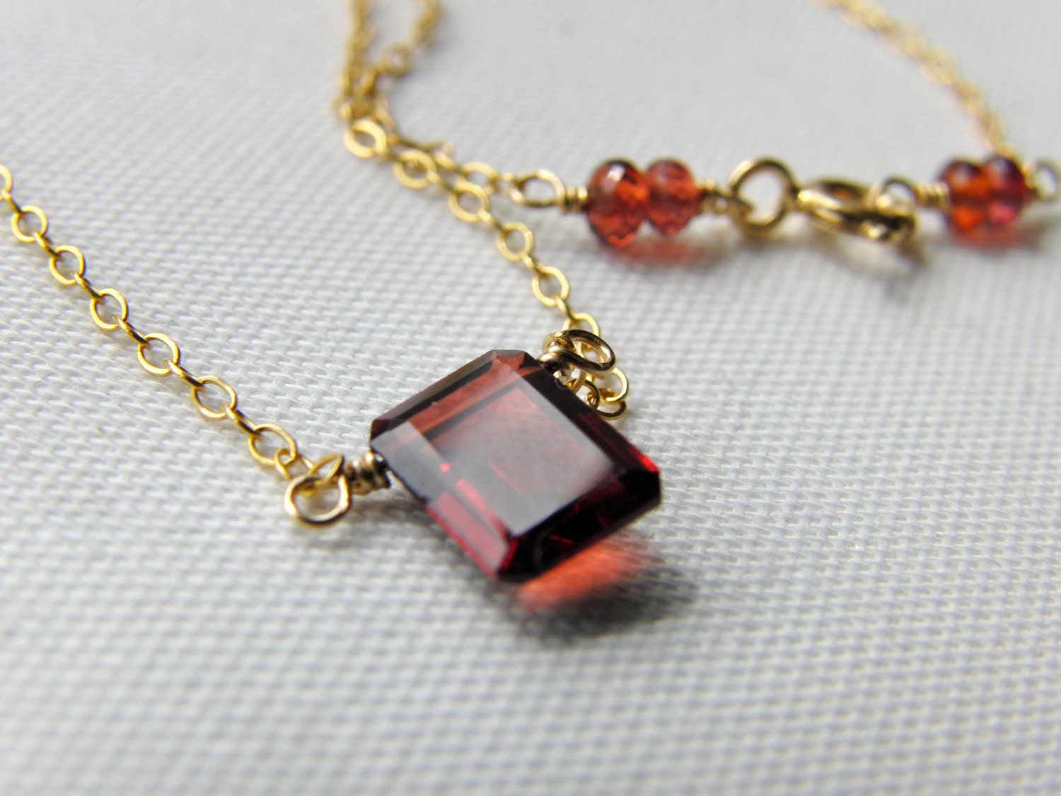 Garnet Necklace AAA Gemstone Solitaire January Birthstone