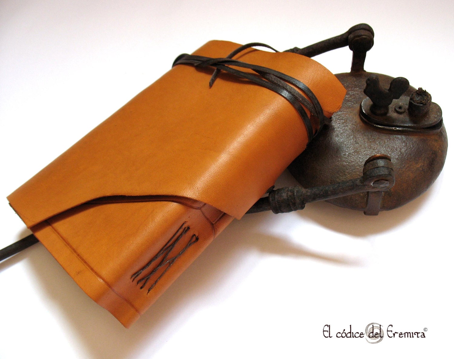 Leather Travel Journal Handbound, Medieval, Pilgrim's Meditatio. Ready to ship.