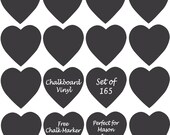 Chalkboard Vinyl Hearts -165 labels - Mason Jars, Bins, Jars, Glasses, Wedding - FREE CHALK MARKER