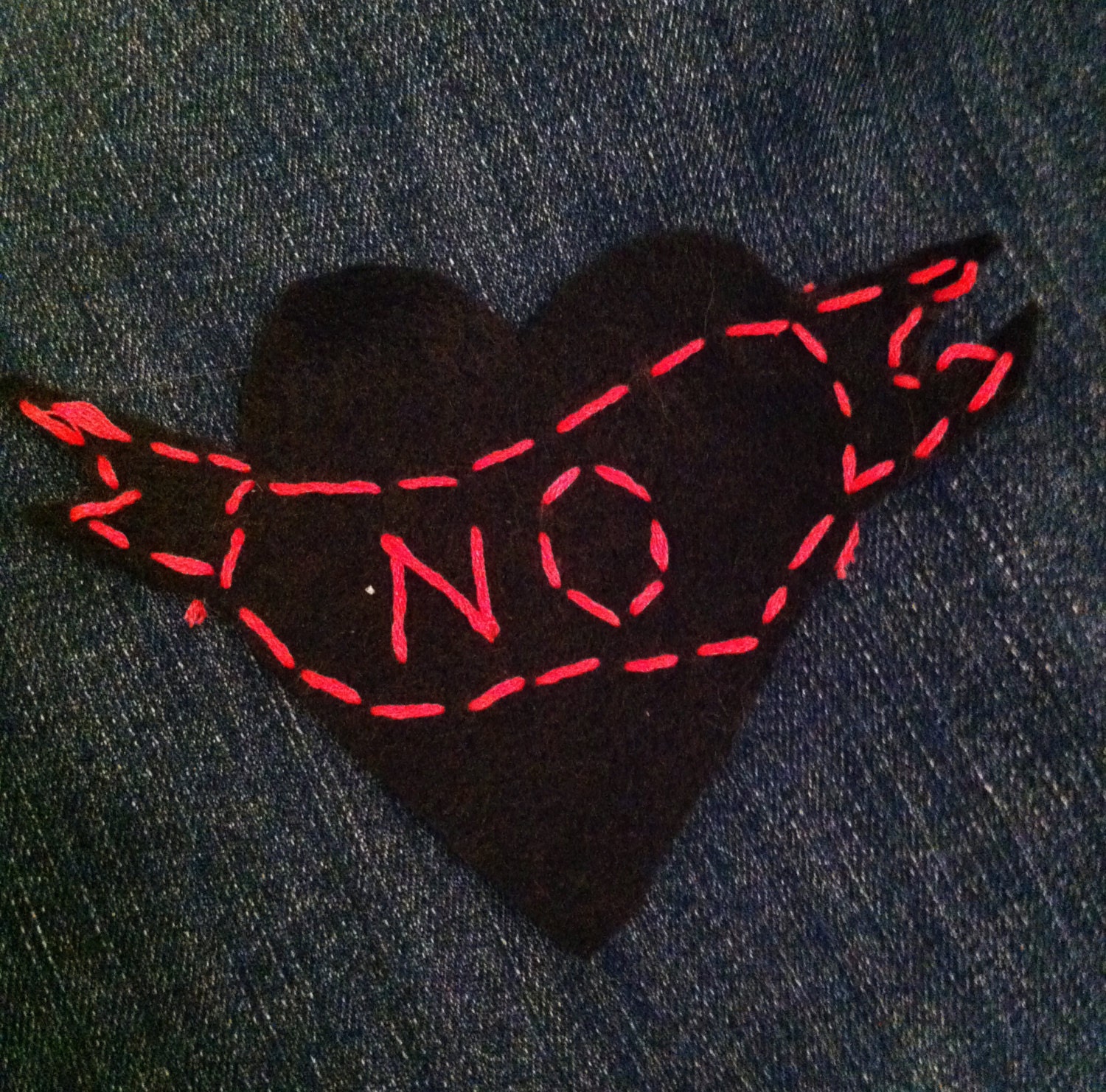NO - Handmade Mini Heart Patch