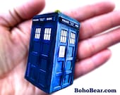 3 Doctor Who Inspired TARDIS Stickers Blue Police Box Handmade Decal, Big Laptop Decal or Scrapbooking