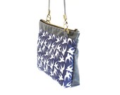 Waxed Canvas Day Bag with Swallow bird Print - Women's Purse - Over Shoulder Cross Body Purse
