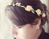 Peach Peonies Bohemian Halo. Floral Crown, Flower Crown. Woodland, Wedding. Spring, Hair Accessories, Boho, Bridal, Bridesmaids
