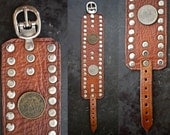 Vintage Moroccan Coin Leather Cuff Bracelet
