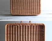 Vintage Wicker Case Rustic Shabby Chic Retro Suitcase Storage Sewing