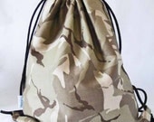 Drawstring Backpack, Rucksack, Gym Bag or Swim Bag - Desert Camouflage