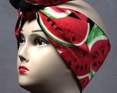 Watermelon Print Headscarf Lined in black - 100% Cotton
