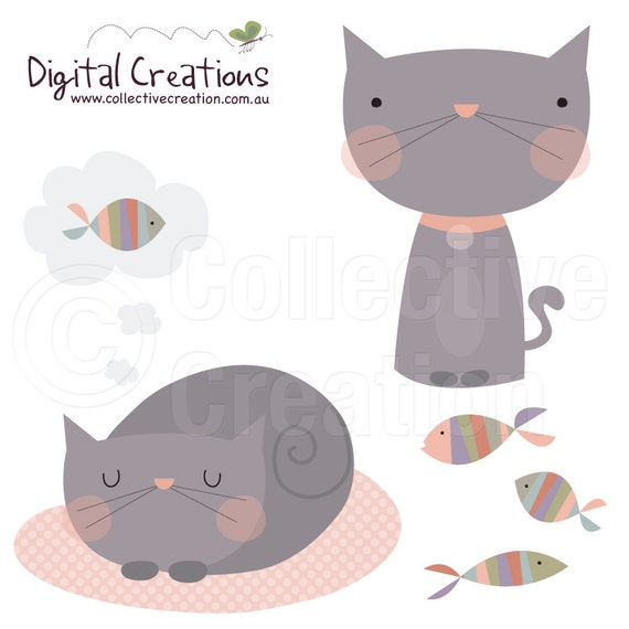 cat clip art etsy - photo #35