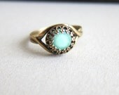 Aquamarine Ring Turquoise Ring Blue Mint Ring Teal Cyan Antique Filigree Swarovski Crystal Mother's Day Gift Jewelry Ring