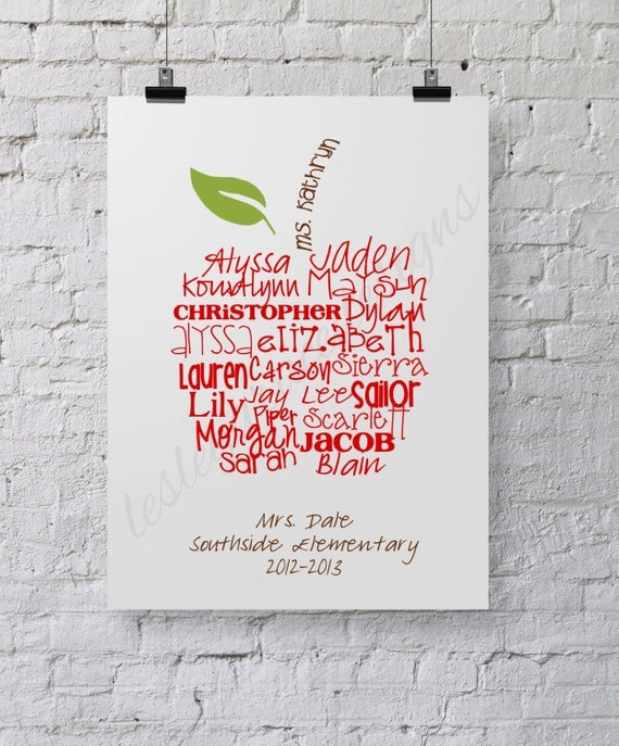 Perfect Teacher's Gift... Typography Art, 11x14, digital print