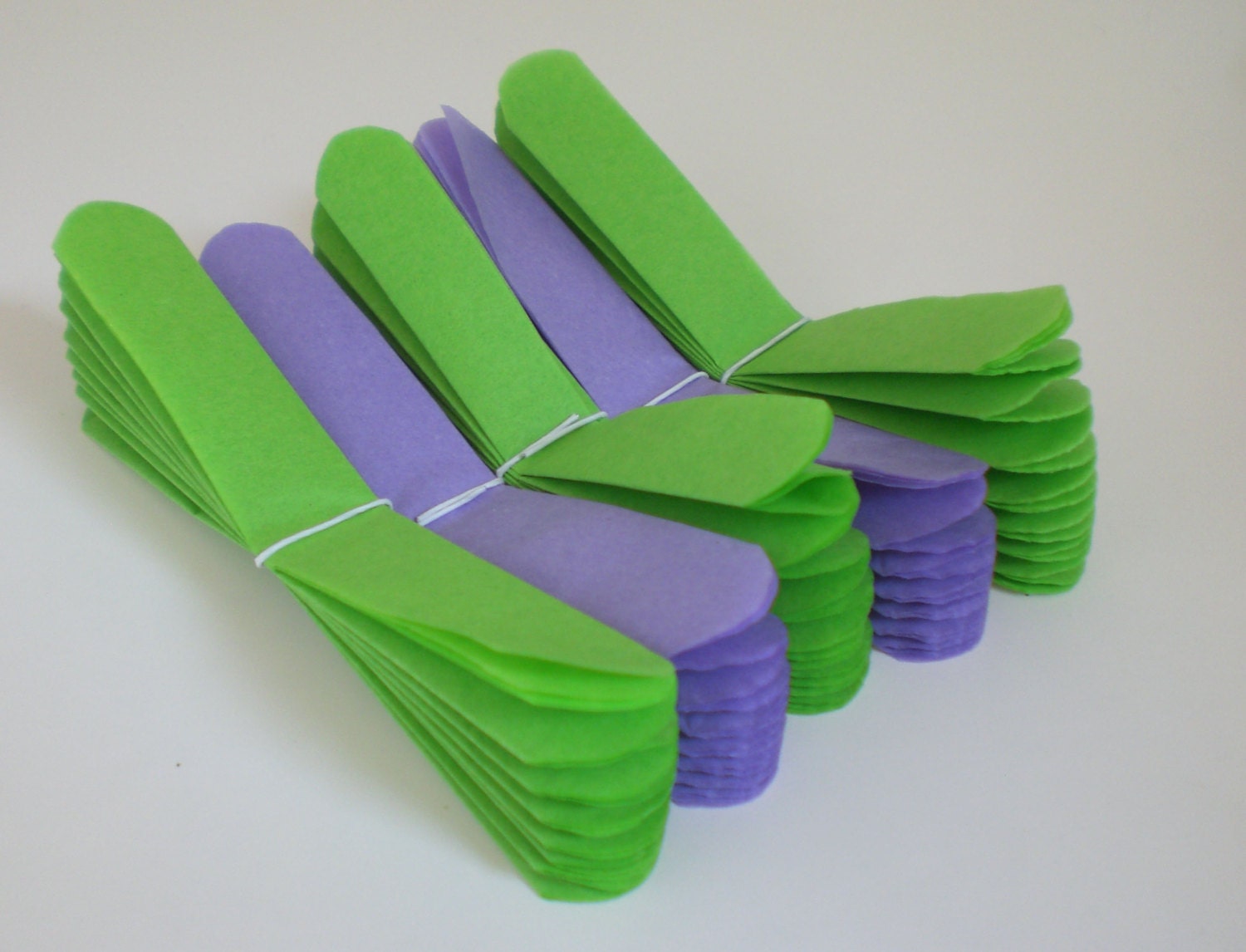Birthday Party Decoration. 12  Medium Tissue Paper Flowers.  Light Purple and Lime