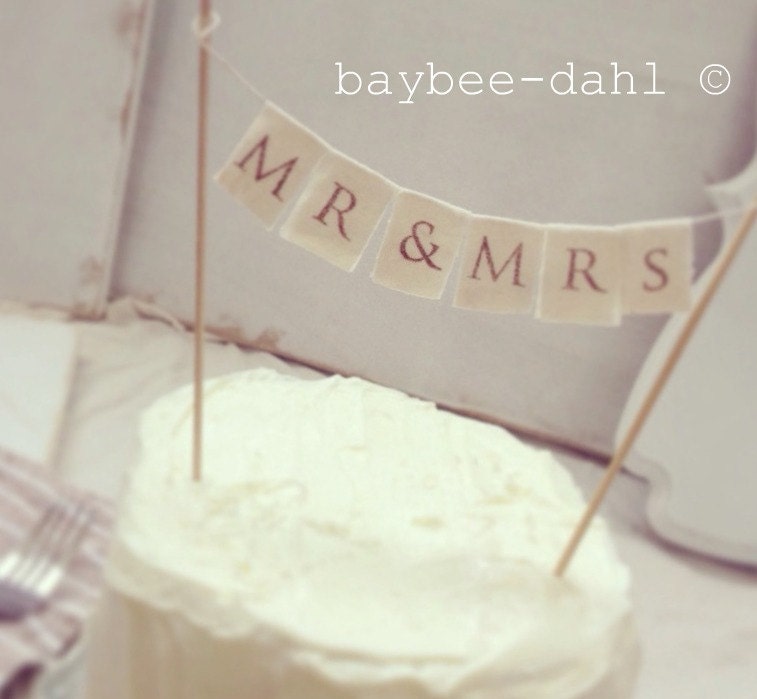 MR and MRS CAKE Topper - Cake Bunting - Mr and Mrs Cake banner