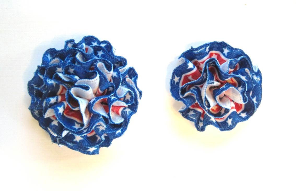 American Flag Fabric Flower Hair Clip, Brooch, or Pin - Patriotic Hair Accessory