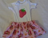 Strawberry applique onsie with Strawberry Shortcake skirt