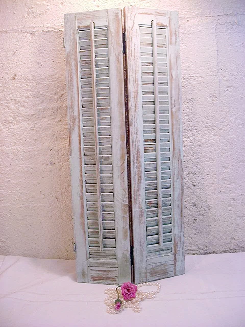 Vintage Wood ShuttersSky Blue Shabby Decor Plantation Distressed Hand Painted