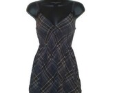 Gray Plaid Eco Fashion Summer Tank Top Womens Clothing Small
