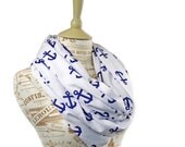 Anchors Infinity Scarf White Navy Circle Nautical Retro