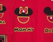 Mickey Minnie Mouse - Disney Birthday Family Custom T-Shirt Personalized Applique Head with Pants Tee Shirt Top