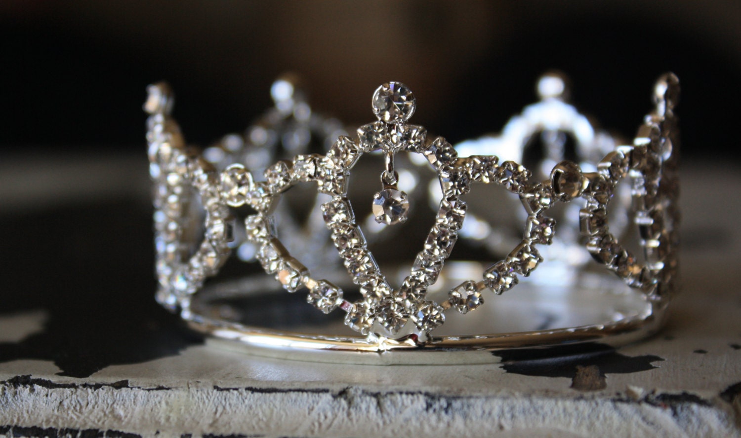 Her Royal Highness Mini Rhinestone Tiara Princess Crown Metal Rhinestones Silver Birthday Party Queen Of Hearts