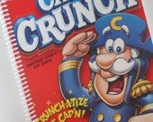 CAP'N CRUNCH Notebook cereal  upcycled spiral  journal Recyled Earth Friendly  Lined Paper red white blue