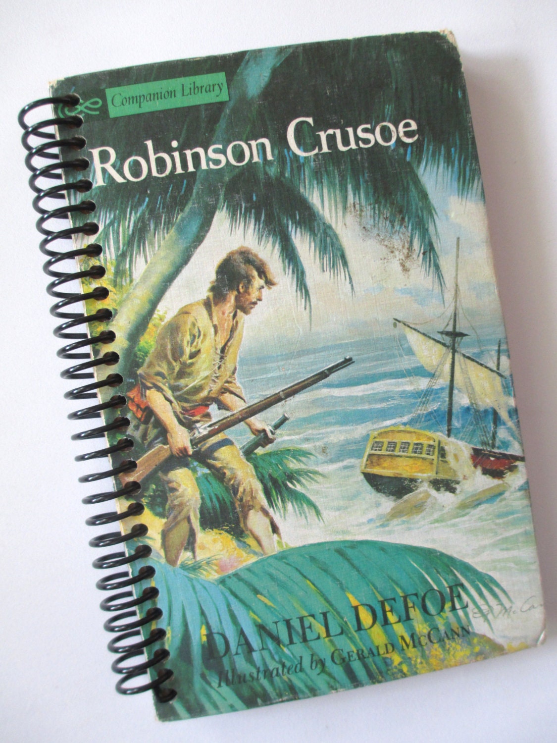 ROBINSON CRUSOE journal notebook CLASSIC Book Recycled Upcycled Spiral Bound