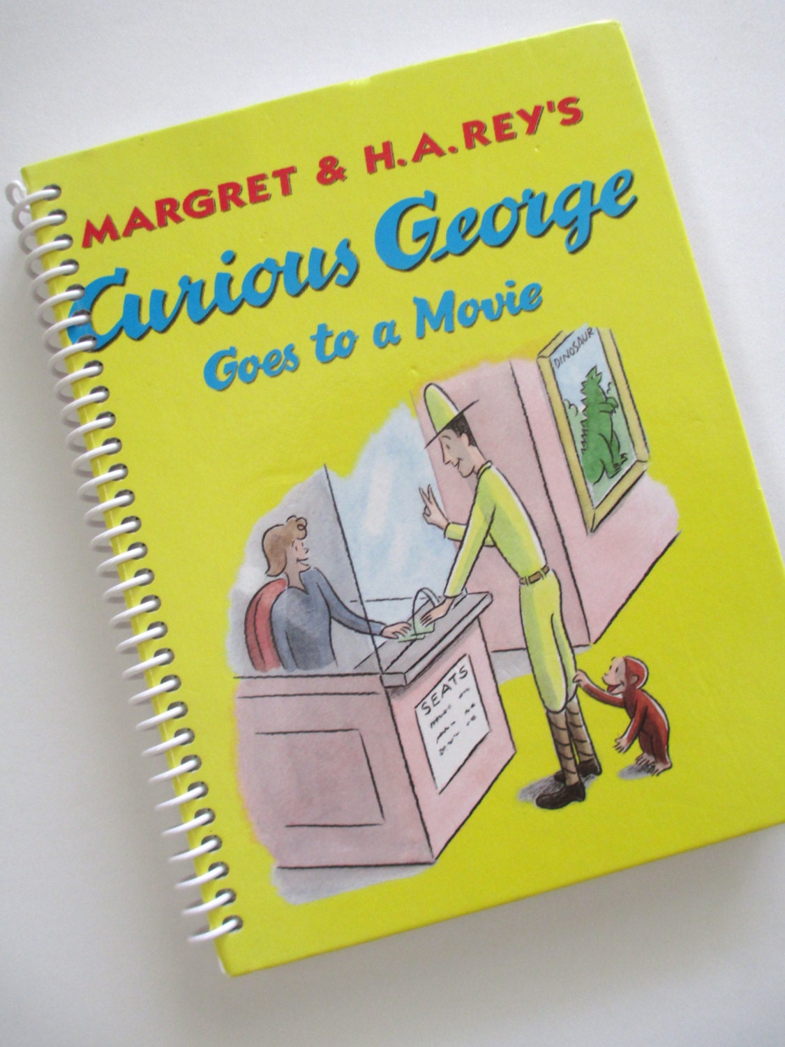 CURIOUS GEORGE Journal Notebook Scrapbook Recycled Upcycled Goes to the MOVIES