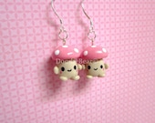 Mushroom Pink Kawaii Cute Dangle Earrings Polymer Clay