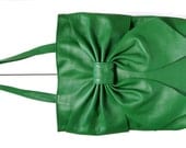 Green Leather Bow Tote