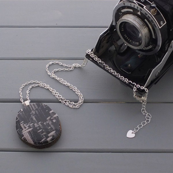 wood necklace, photo jewelry, handmade pendant from real tree branch