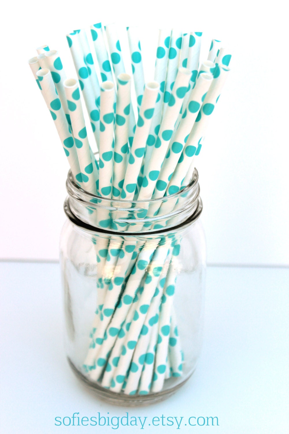 Aqua Polka Dot Straws-aqua polka dot-paper straws- pop sticks-25 count Il_170x135