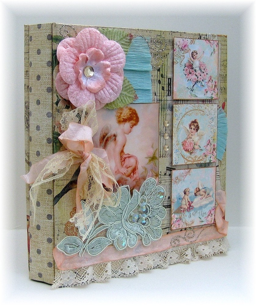 Photo Album, Shabby Cottage Cherub Pastels, Baby Girl, Sweet Memory Book