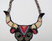 Colorful statement beaded ox necklace for courage "The Bodyguard" - MADE TO ORDER
