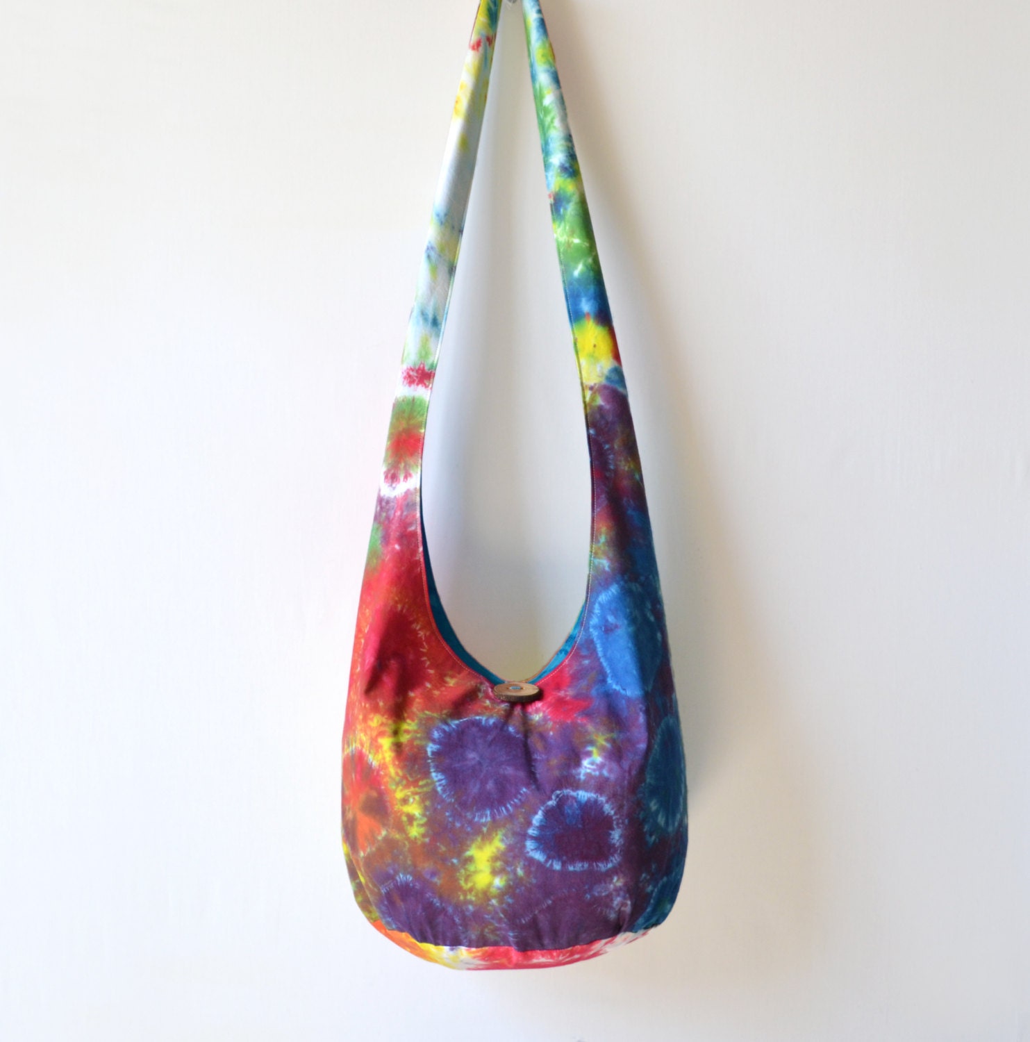 Tie Dye Hobo Bag, Sling Bag, Bright, Colorful, Psychedelic, Boho Bag, Spring, Summer, Hippie Purse, Crossbody Bag
