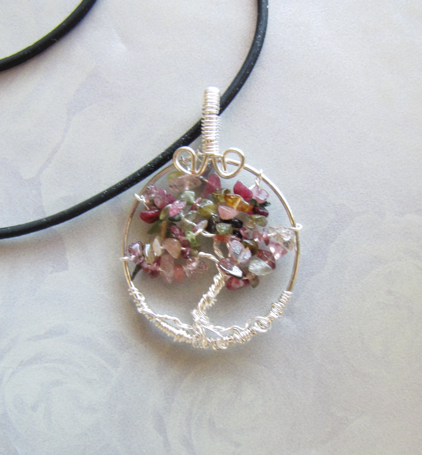 Tree of Life Pendant Tourmaline October Birthstone