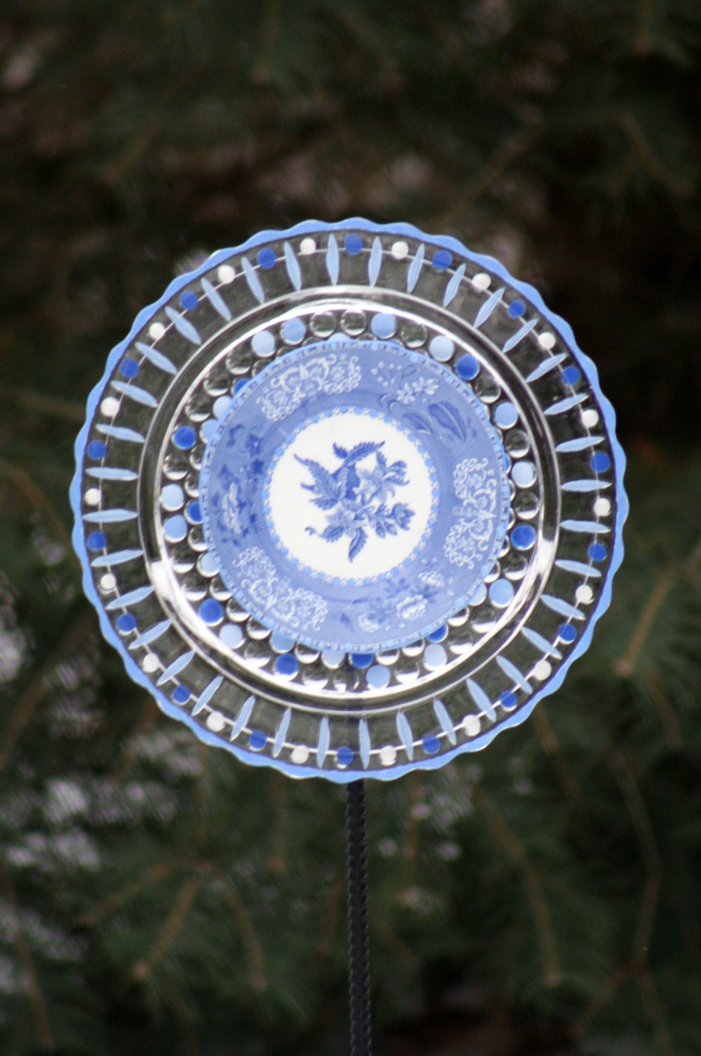 GARDEN and YARD  sun catcher: recycled glass garden plate sculpture