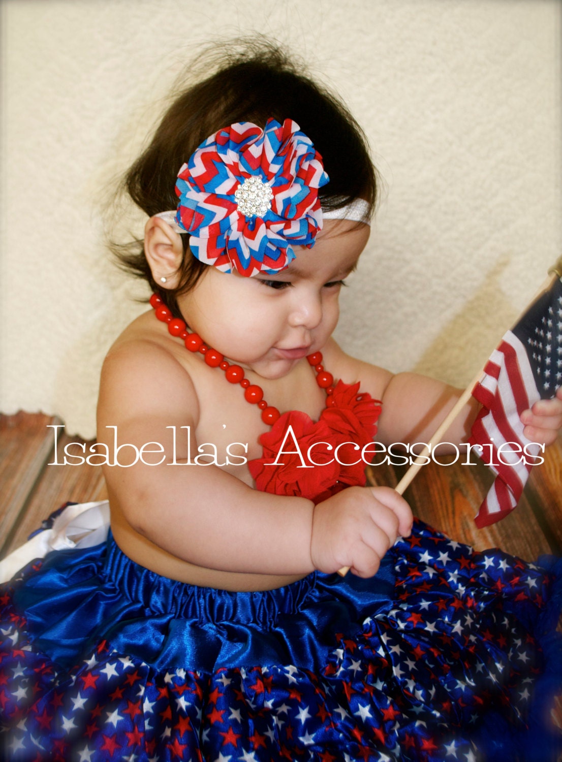 The Eleanor - Patriotic Chevron Headband - Photo Baby Toddler Child Girls Headband Hair