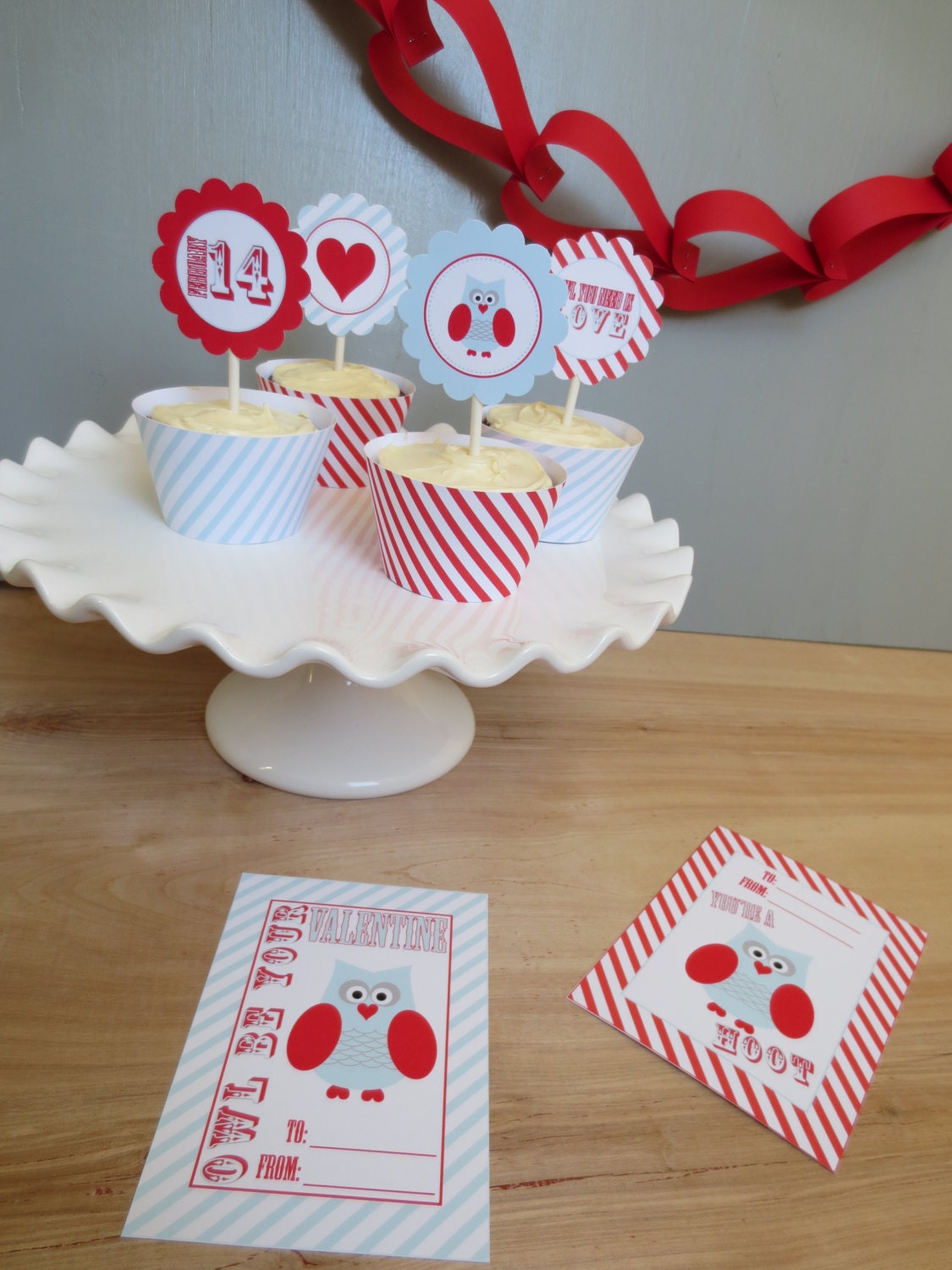 INSTANT DOWNLOAD: Owl Valentine DIY Printable Party Squares