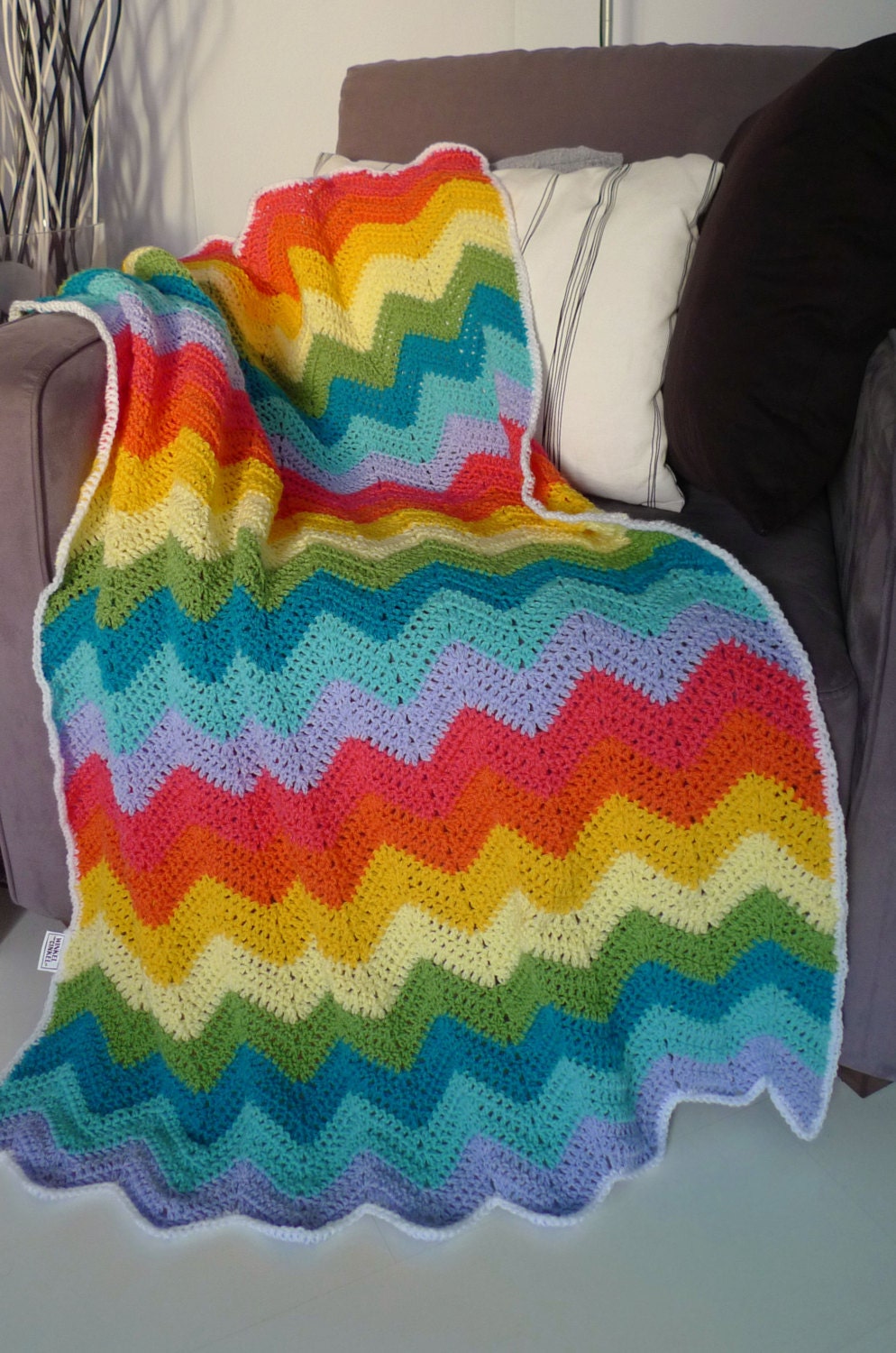 Rainbow dreams - afghan crochet chevron blanket