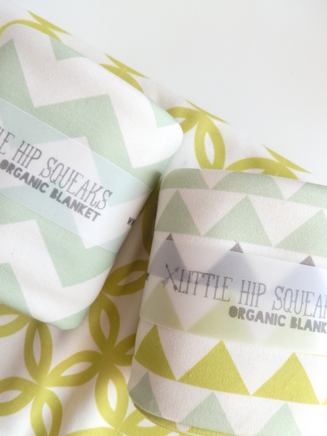Baby Blanket, Geometric Triangles, Seafoam, Chartreuse and Gray, Neutral Baby Gift, Ready to Ship, Seafoam Collection