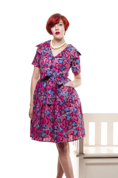 Big Collar Check Print Dress