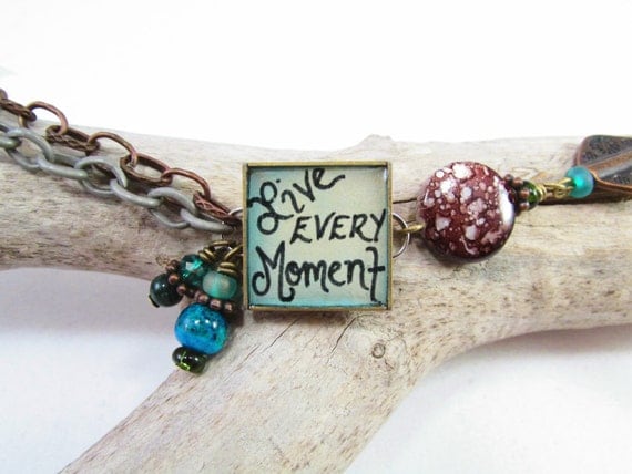 Quote Bracelet Beaded Inspirational Bracelet by stylizeddesigns