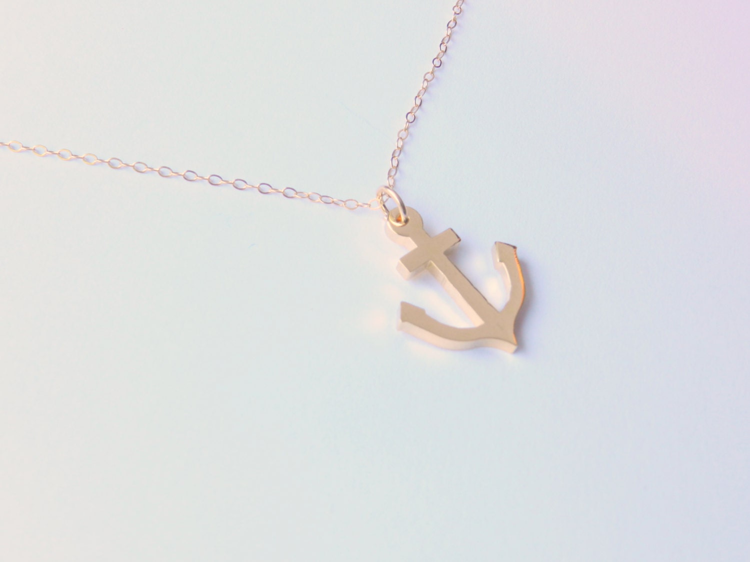 Large Gold Anchor Necklace.