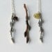 Twig necklace - sterling silver cast willow branch necklace with garnet