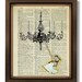 DIGITAL PRINT - Surreal Art Print, Surreal Print, Happy Swinging Girl-Cute Artwork Painting on Vintage Dictionary print Dictionary art print