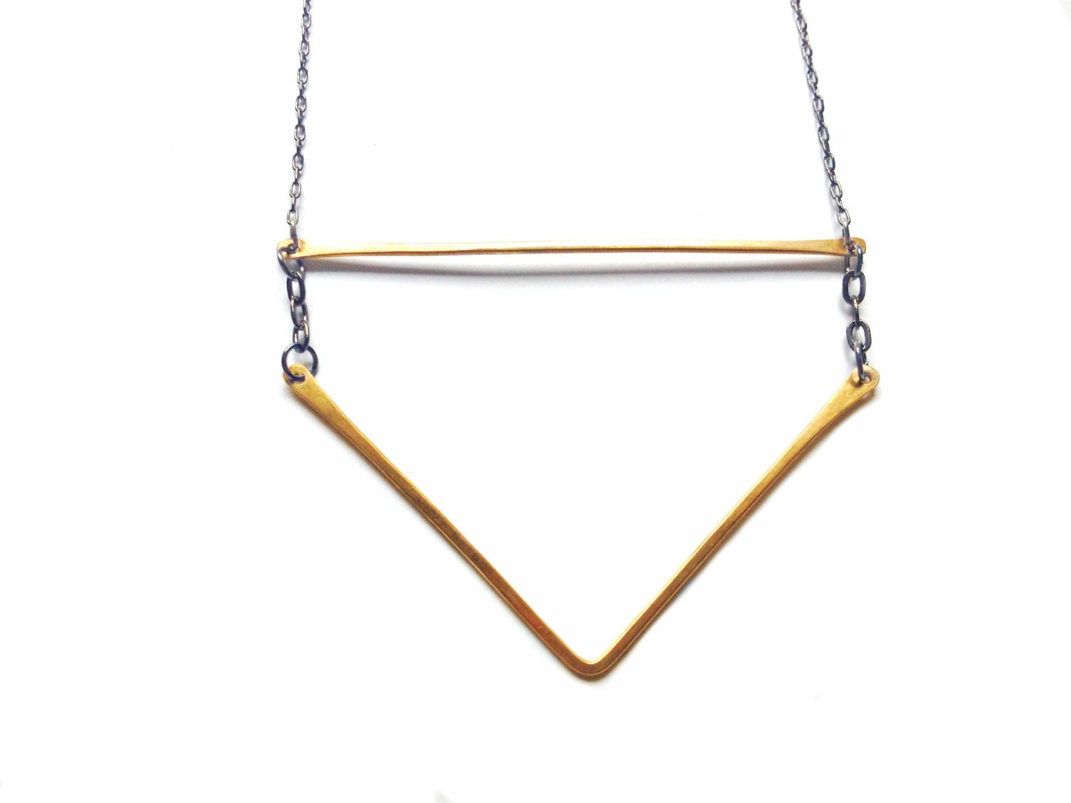 hammered bar and chevron necklace