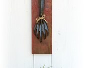 Garden Decor Vintage Hand Rake on Barn Board Wood Sign Planting Gardening Rustic