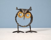 Vintage Brutalist Metal Owl Sculpture